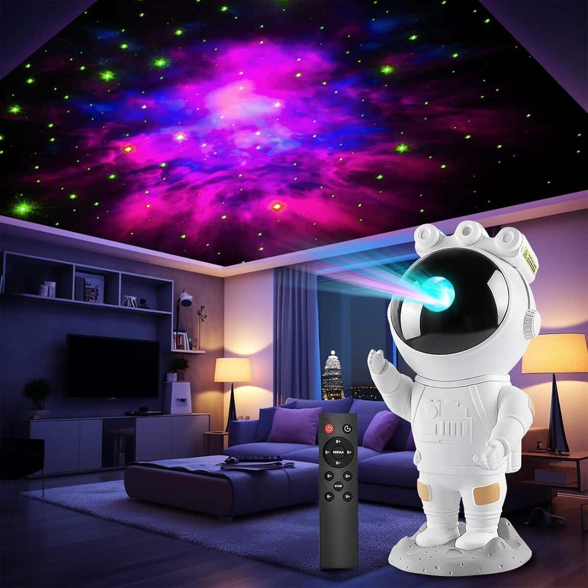 Projecteur Galaxy Astronaute : nébuleuses et étoiles en veilleuse