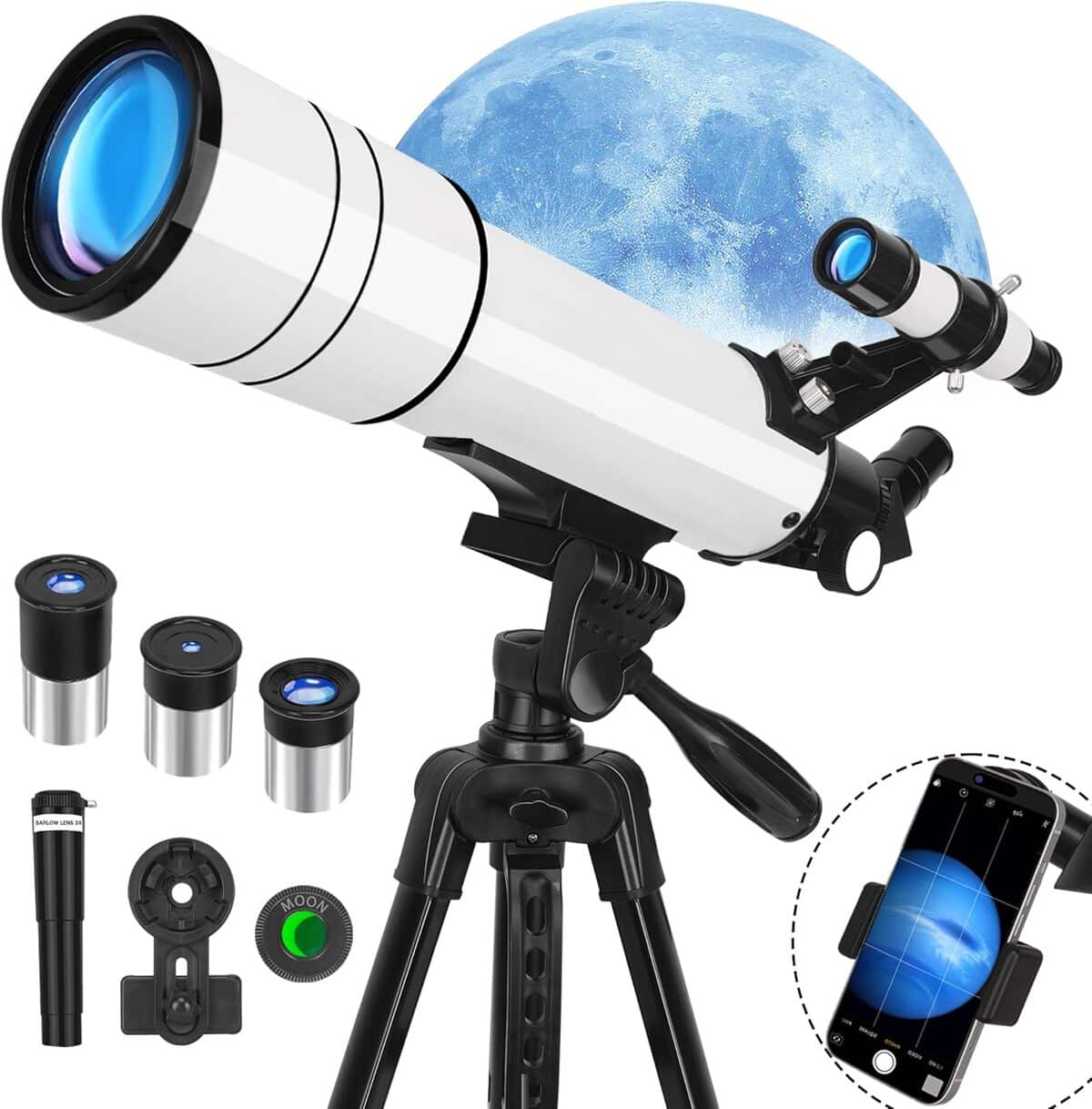 Test du télescope astronomique 70/500 mm de puissance portable pour débutants