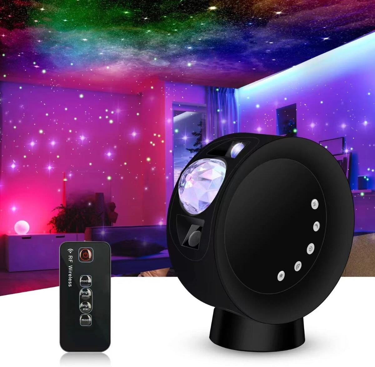Test du projecteur Kivotac galaxie étoilée et nébuleuse colorée