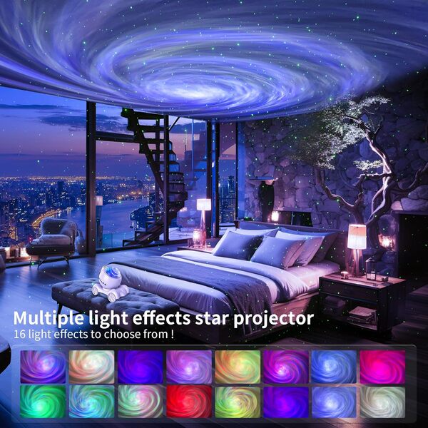 Projecteur d'étoiles ENOKIK - Haut-parleur Bluetooth intégré - Projecteur de lumière de nuit pour enfants et adultes - Projecteur d'aurore avec bruit blanc pour décoration