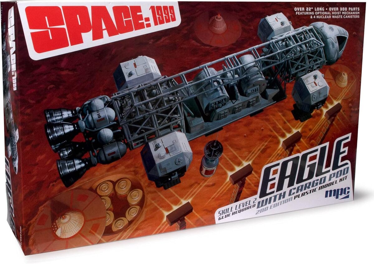 Test MPC Space 1999 : maquette Eagle w/Cargo Pod 55, 9 cm à l'échelle 1 : 48