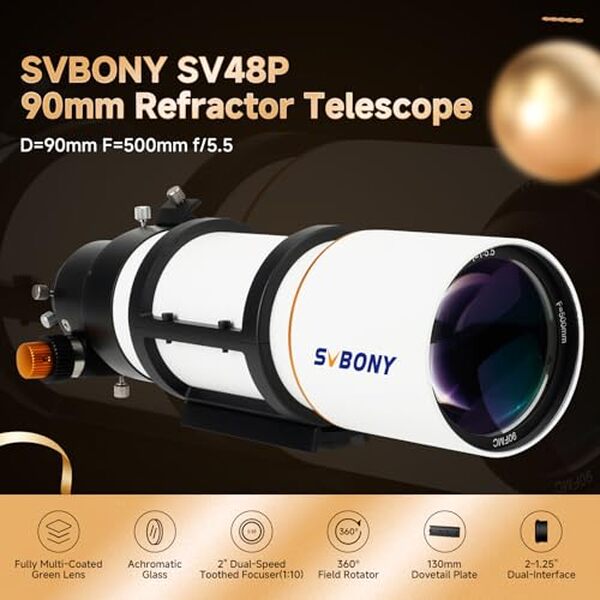 Découvrez notre analyse détaillée du télescope Svbony SV48P : une ouverture de 90 mm idéale pour explorer le ciel profond, parfait pour les passionnés d'astronomie débutants.